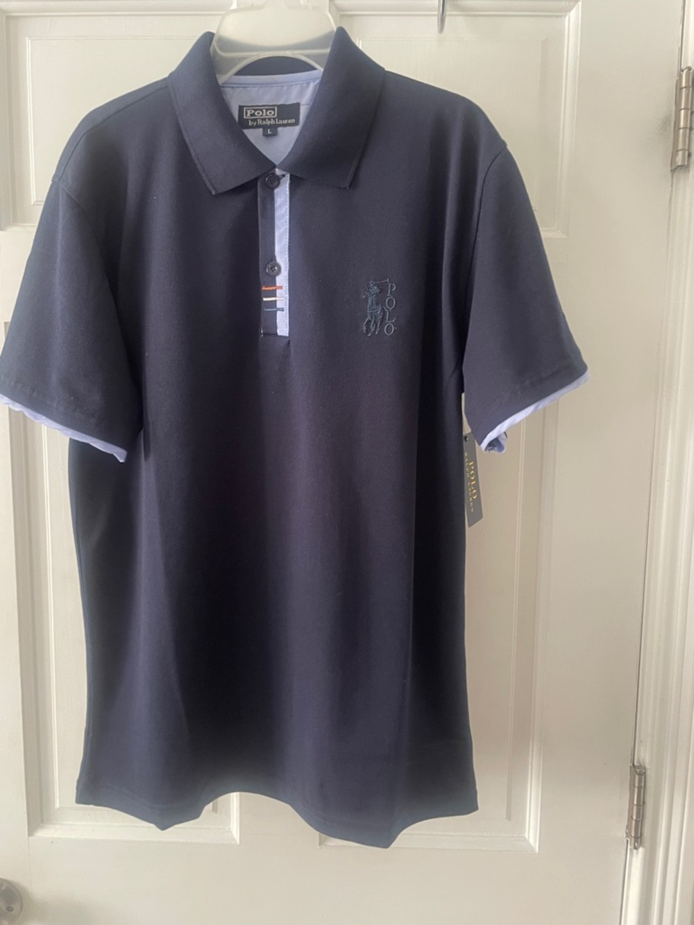 Polo by Ralph Lauren Navy Polo with Light Blue Trim